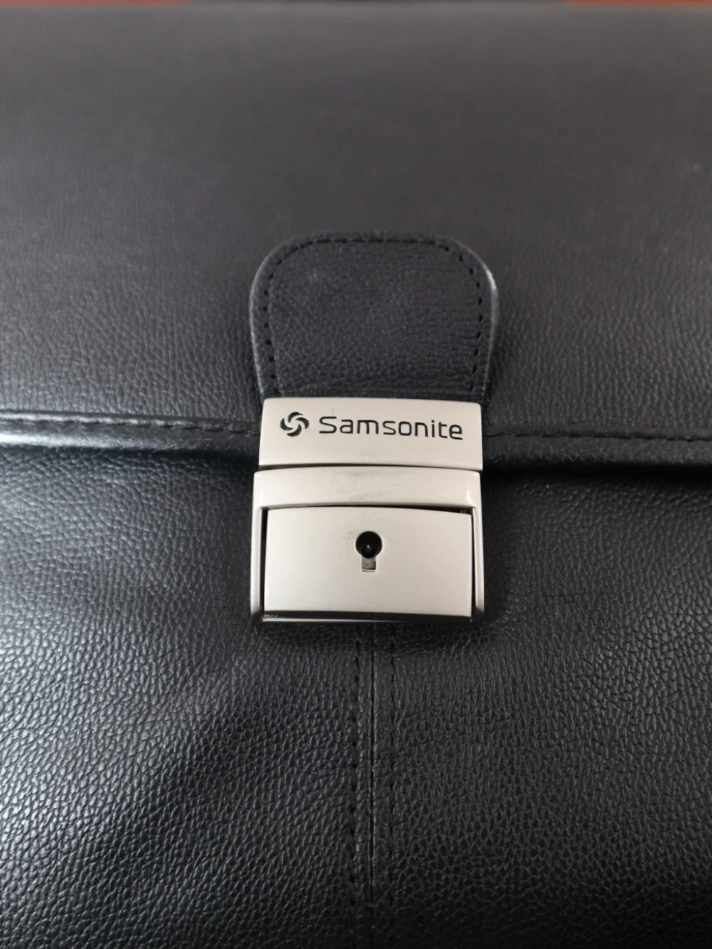 Samsonite Black Leather Briefcase with Silver Lock